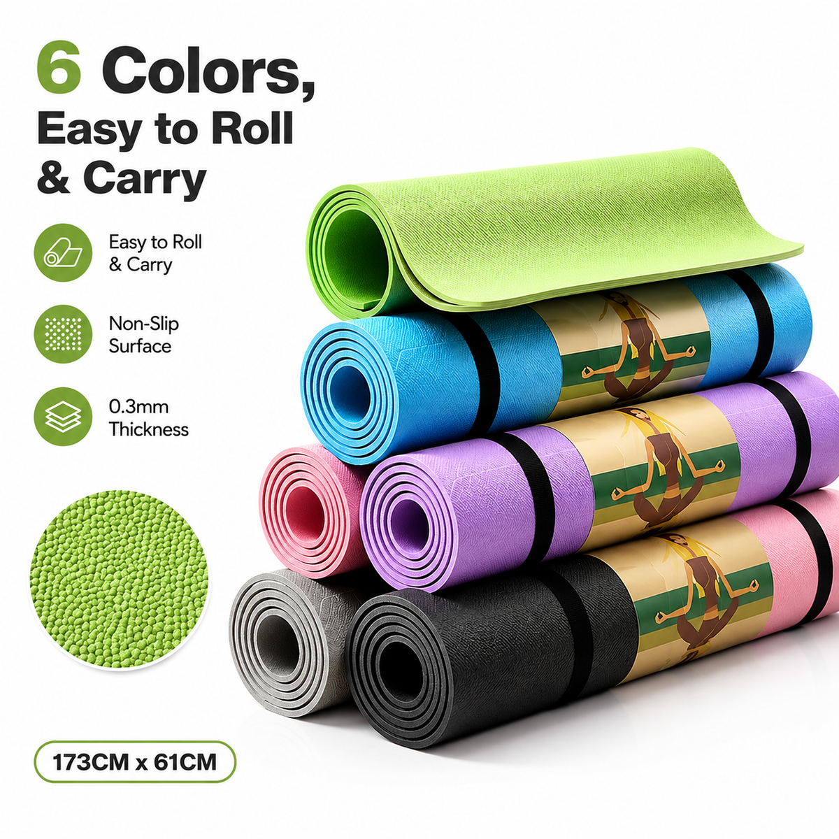 Pilates Mat & Yoga Strap Set | Foldable EVA Mat with Stretch Strap