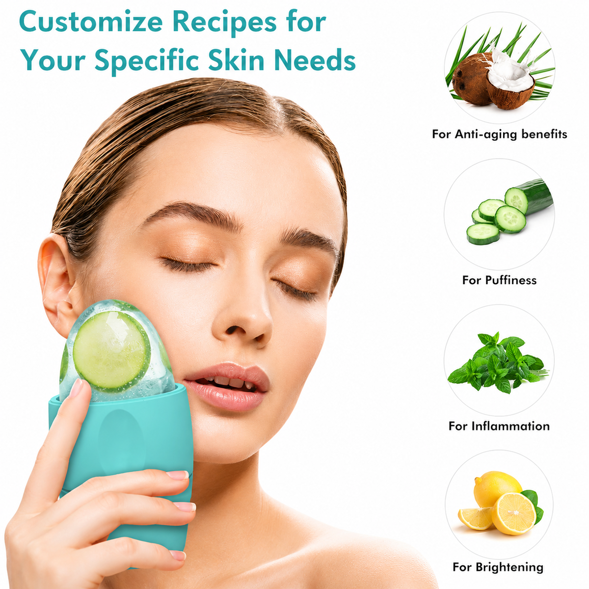Ice Facial Roller Massager – Silicone Face Ice Mold for Eyes, Neck & Skin Care