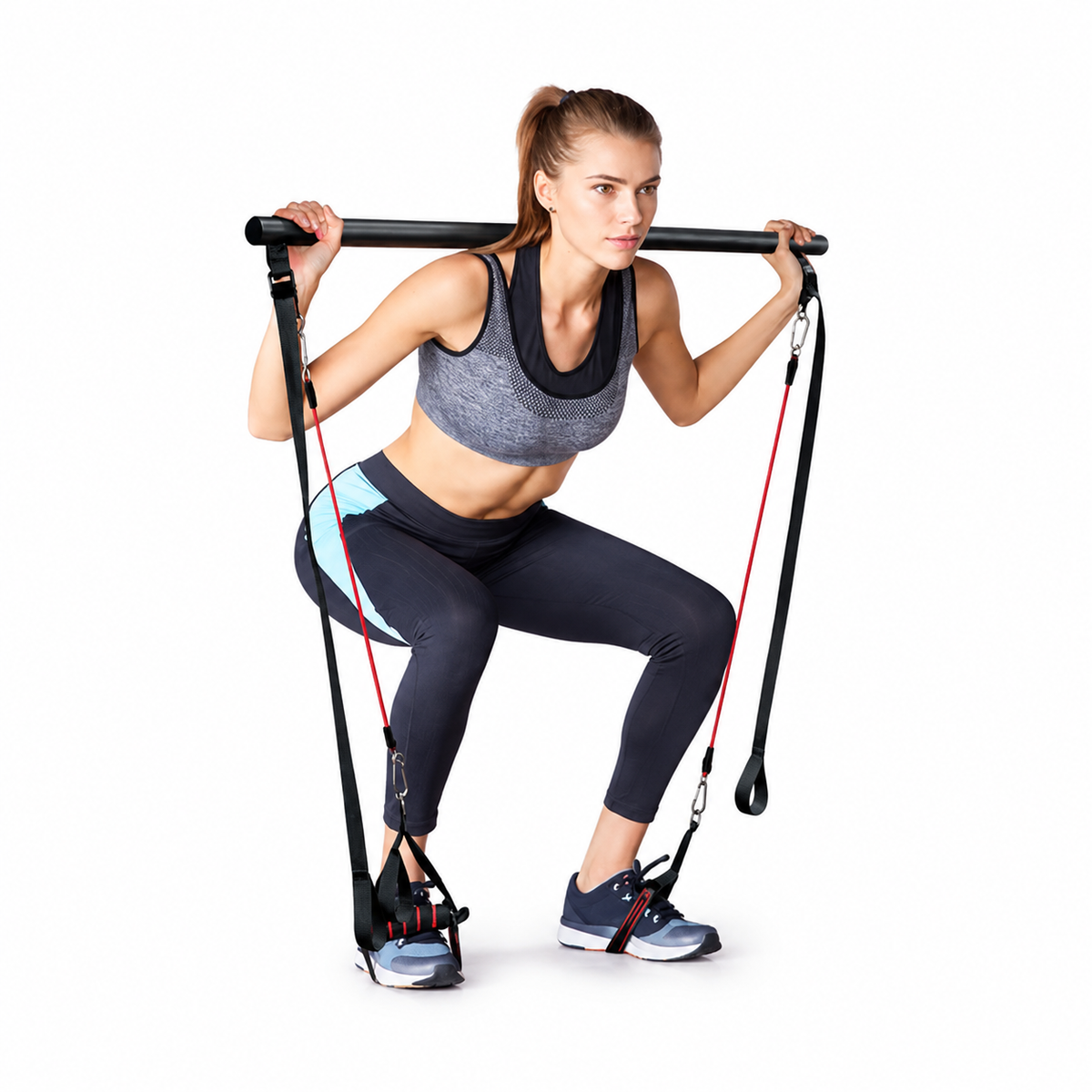 Pilates Bar Kit with Resistance Bands | Portable Home Gym Workout Set