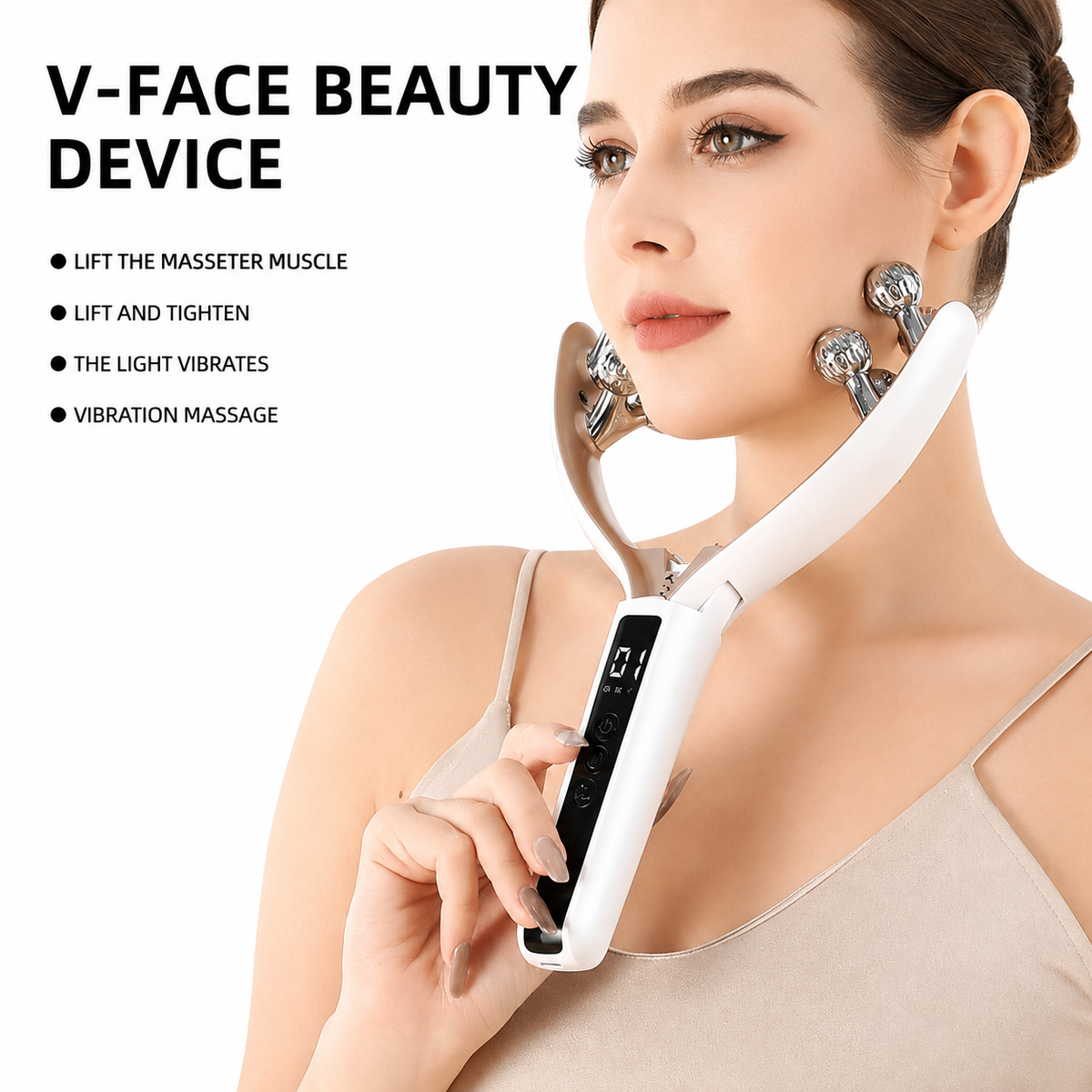 EMS Microcurrent Face Roller – V-Shape Lifting & Red/Blue Light Therapy Device